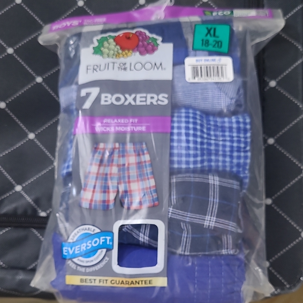 Fruit of the Loom Boys' Plaid Boxer Pack - Blue and White